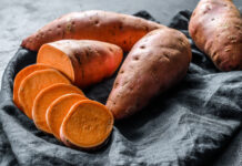 Sweet potato salad with mango-curry dressing