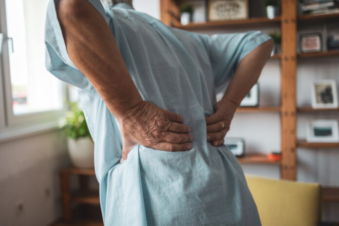Close up on senior man having backpain chronic pain